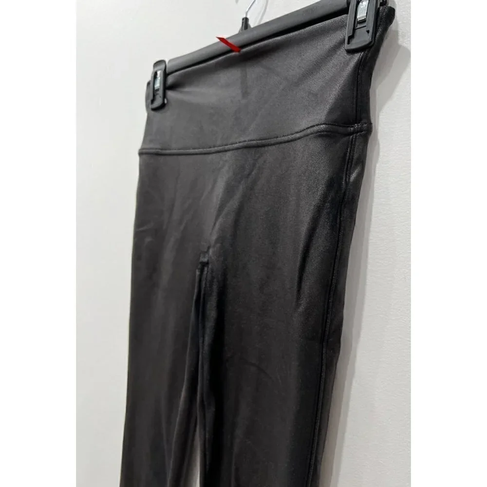 SPANX Size S Faux Leather Leggings Coated Black
